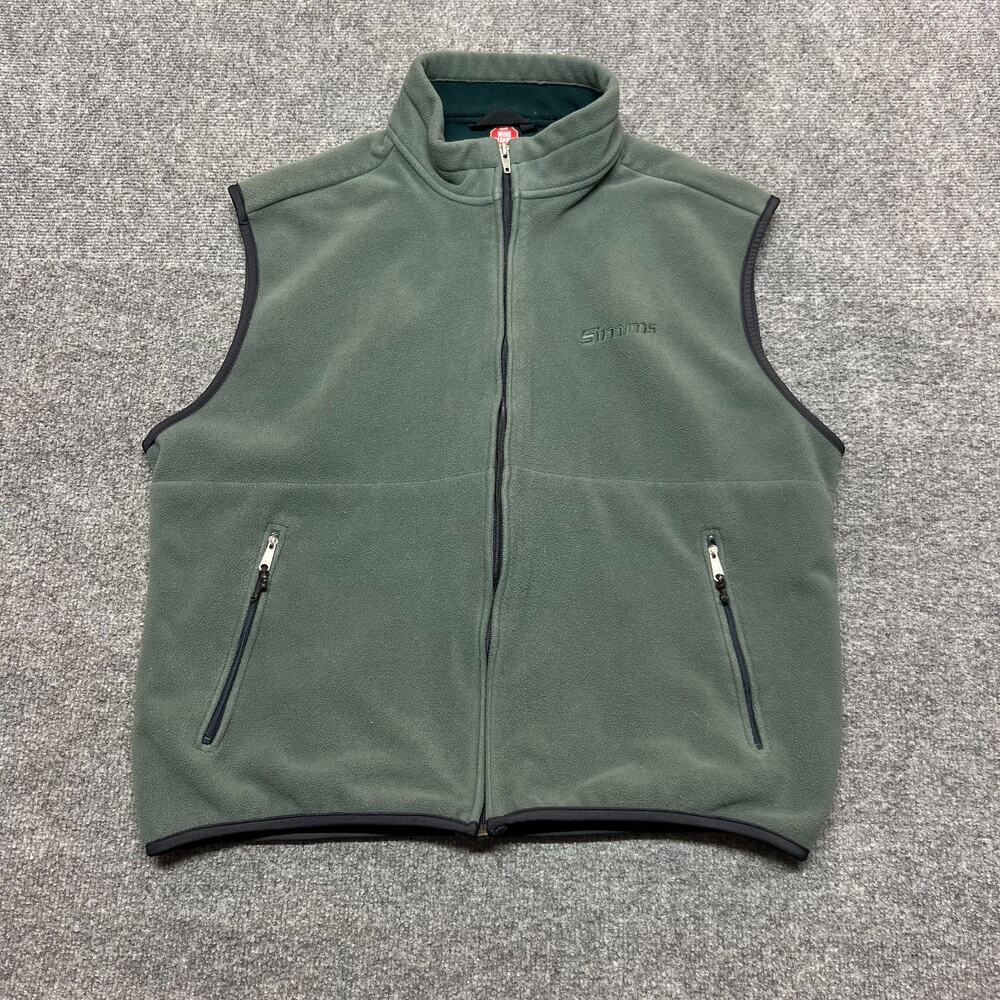 Simms Gore Windstopper Fleece Vest Mens M Green Full Zip Fishing